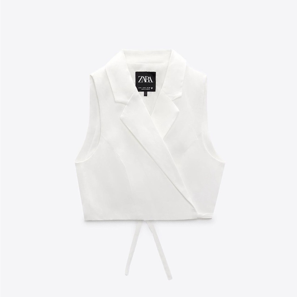 ZARA White Sleeveless Wrap Vest Top